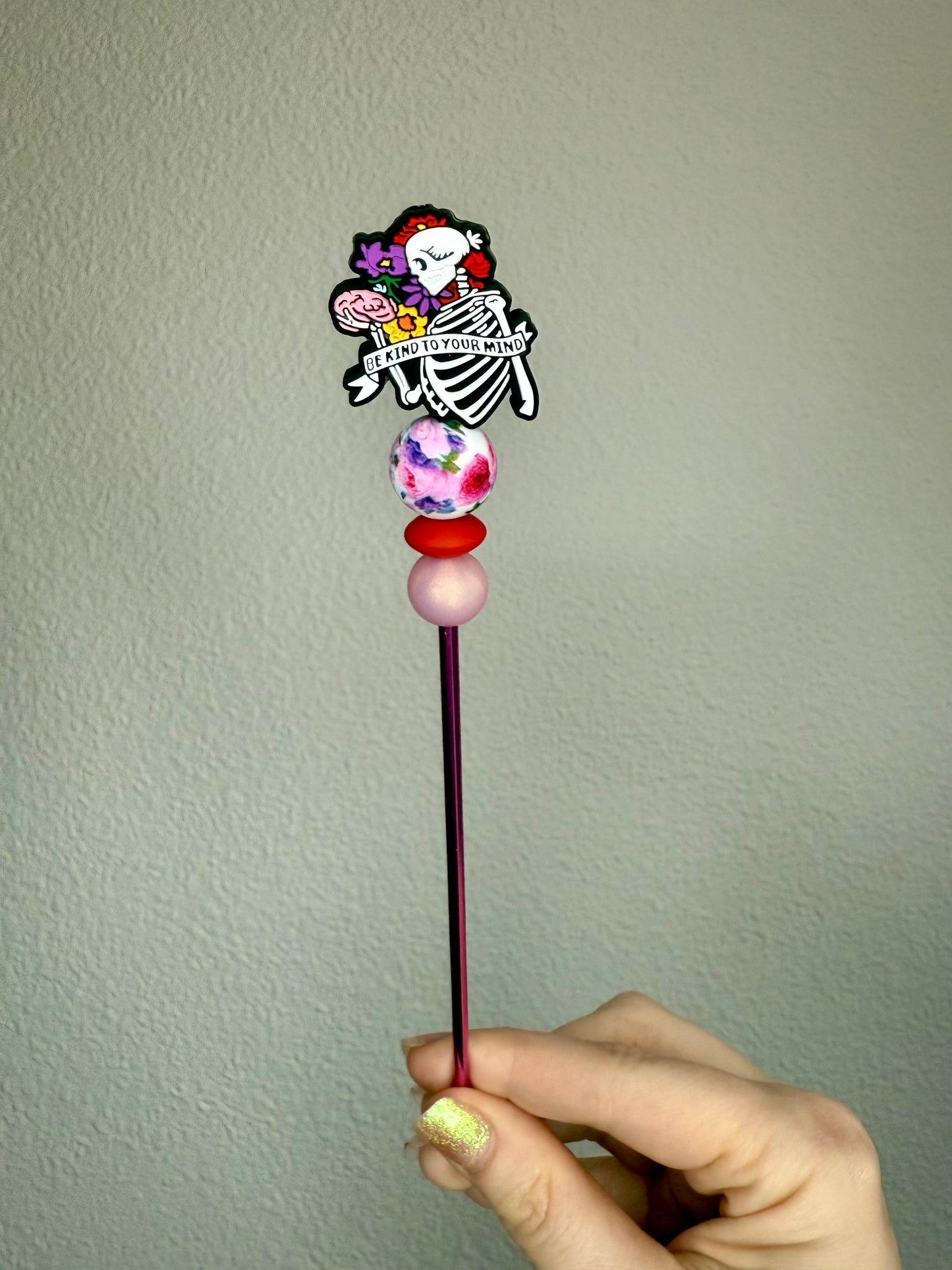 Be Kind To Your Mind Skeleton Sewing Stick